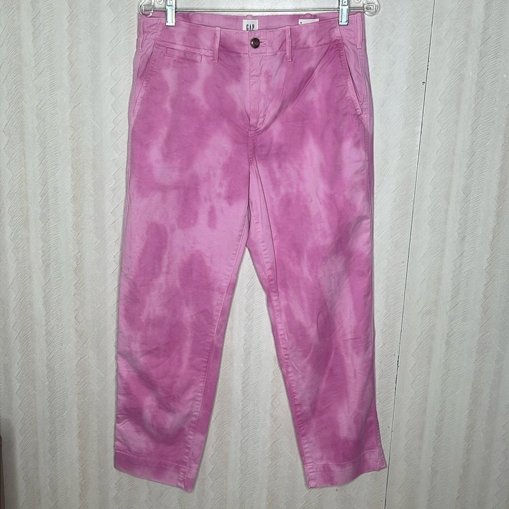GAP Pink TieDye Straight High Rise Khakis Size 8 - Picture 2 of 4